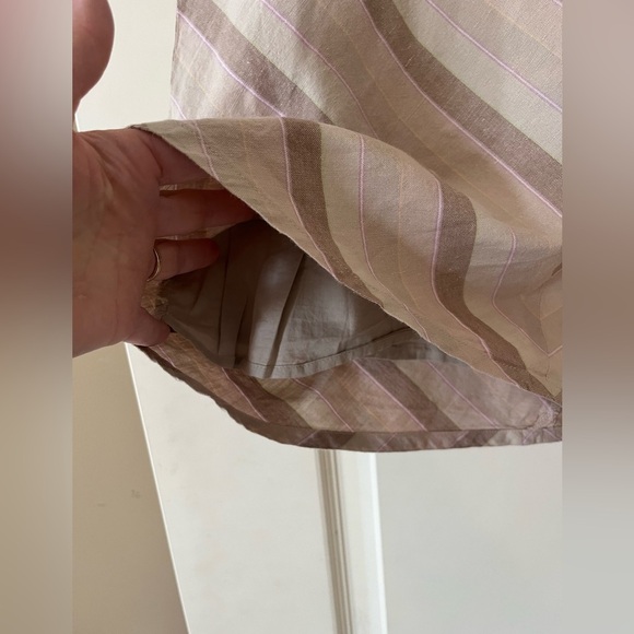 GAP Linen Tan Chevron Patterned Mini Skirt Women’s Size 4 - Picture 2 of 10